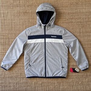 NEW Reebok Men's Gray and Navy Windbreaker Jacket SIZE M